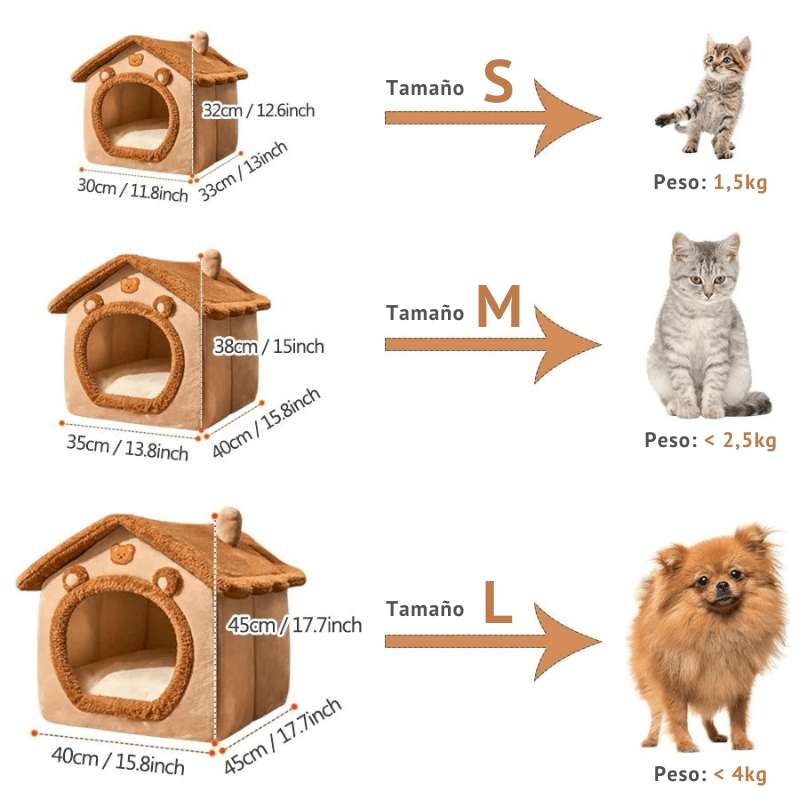 Casa Cueva para Gatos y Perros Pequeños