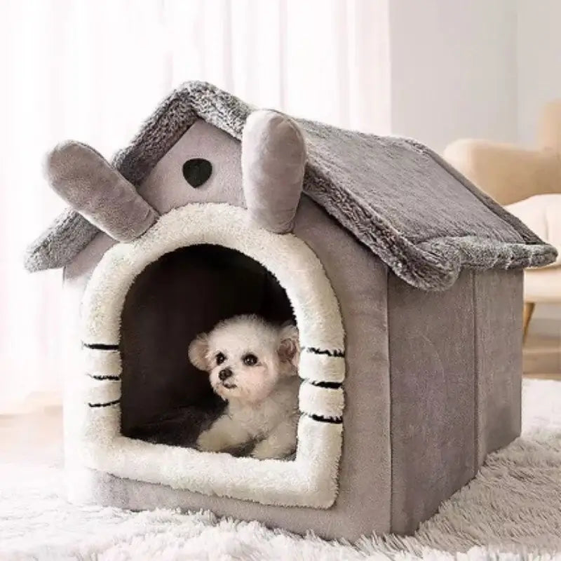 Casa Cueva Gris para Gatos y Perros Pequeños