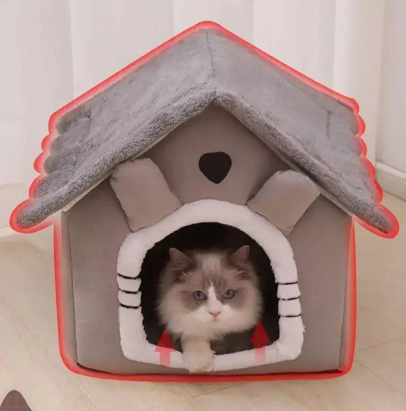 Casa Cueva Gris para Gatos y Perros Pequeños