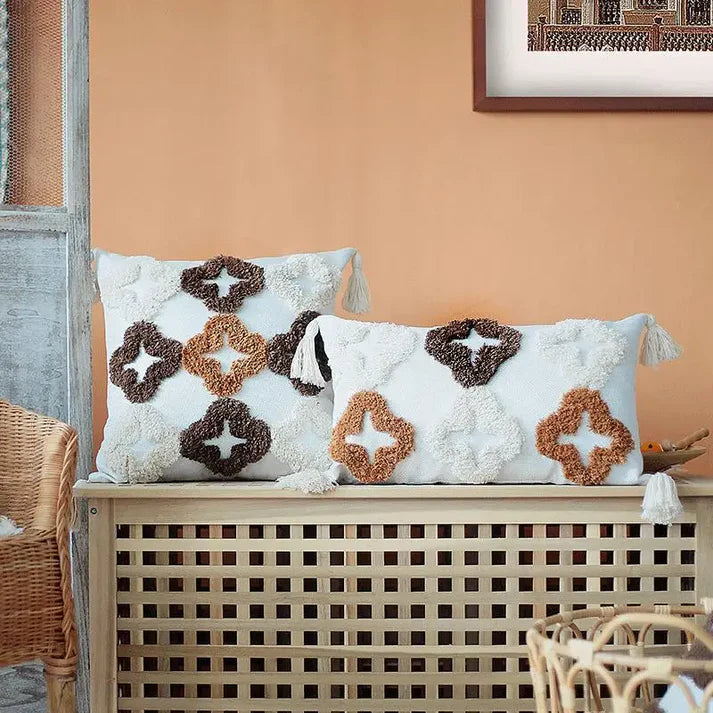 Cojín Bohemio Chic Marrón y Beige