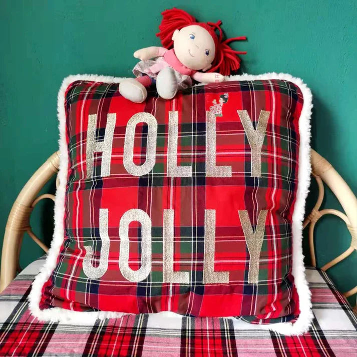 Cojín de Navidad a Rayas Rojas y Verdes