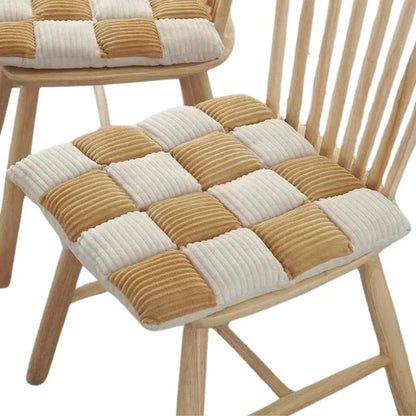 Cojín de Silla Confortable a Cuadros en Terciopelo Canalé