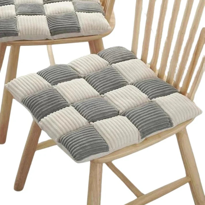 Cojín de Silla Confortable a Cuadros en Terciopelo Canalé