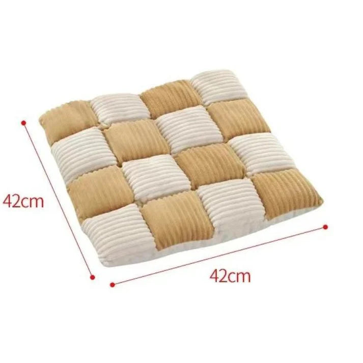 Cojín de Silla Confortable a Cuadros en Terciopelo Canalé